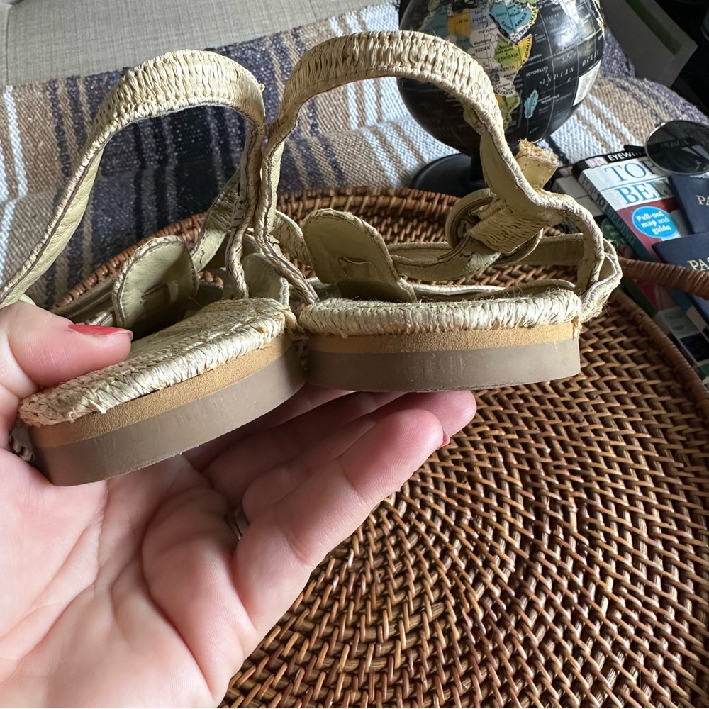FARM RIO Raffia Woven Tan Vegan Zig Zag Boho Fisherman Sandal Size 12 - Picture 8 of 13